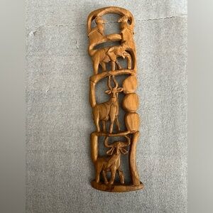 Handcrafted Brown Wooden African Animal Wall Decor small Panel